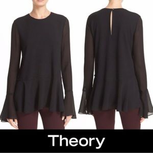 Theory Lexanda Idol C Peplum Wool Blend Top